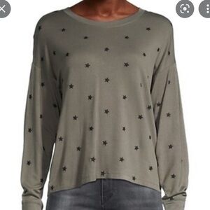 Bleached Splendid olive green stars long sleeve